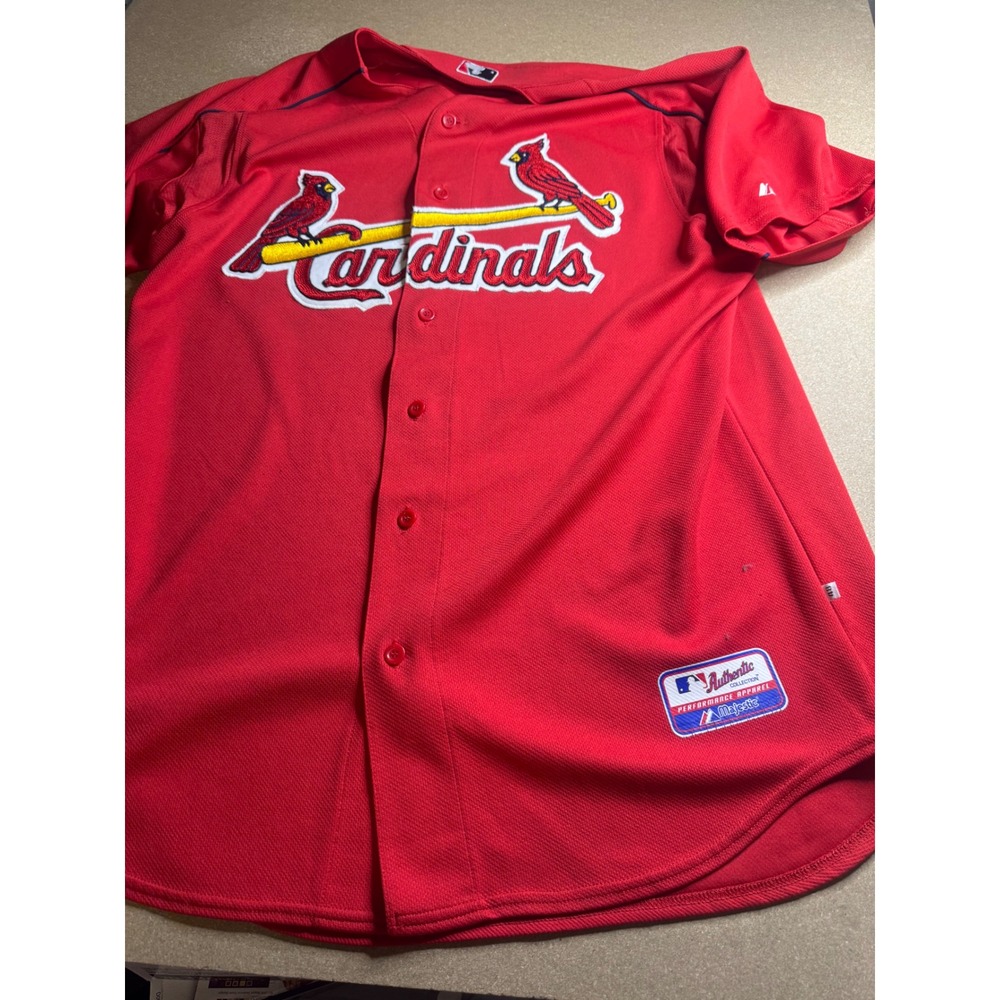 Majestic St Louis Cardinals MLB Authentic Red Jersey Mens 48 Number 9 Baseball - Picture 2 of 7